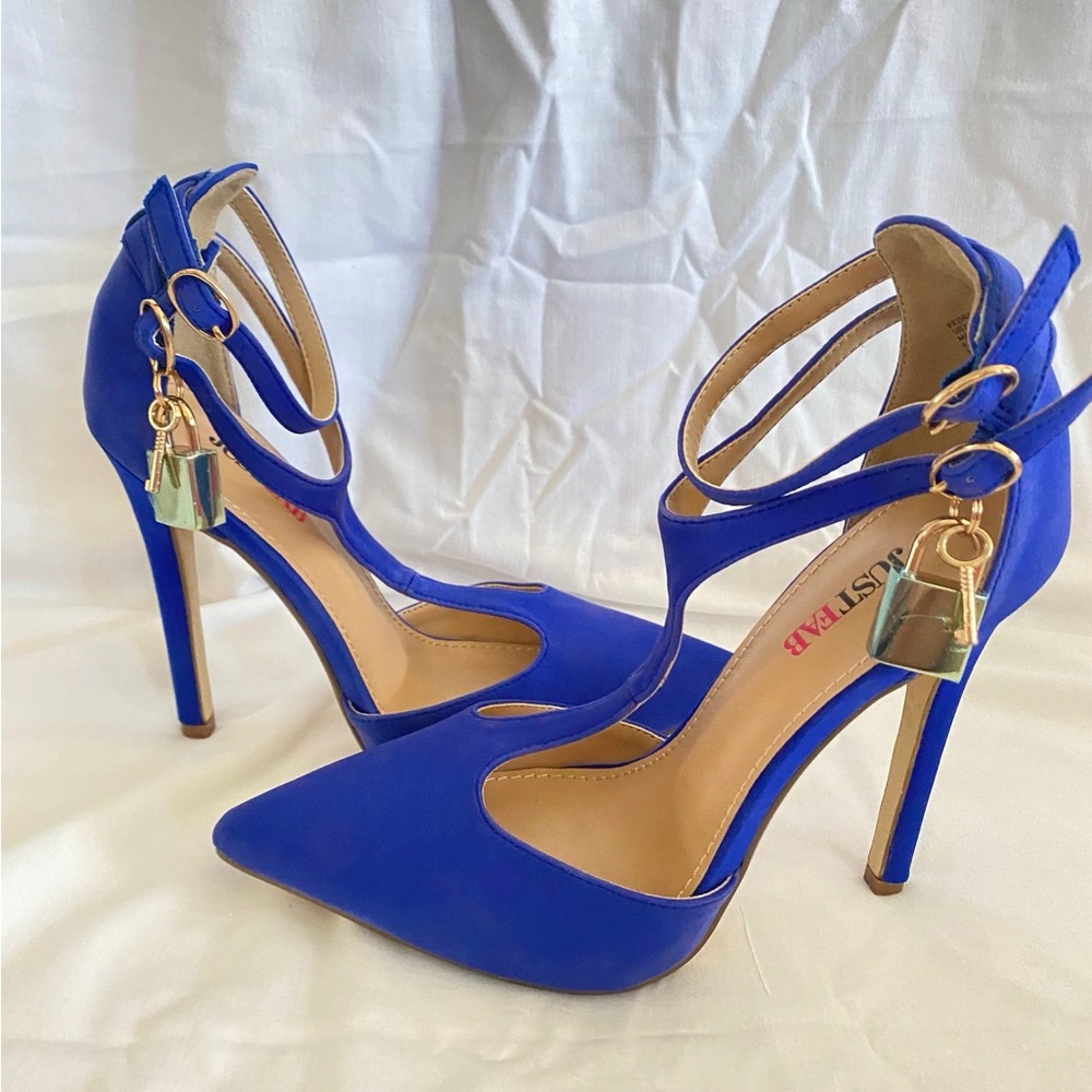 JustFab Royal Blue Heels with Ankle Strap
